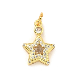 Прозрачный Стойка металлическая латунная микропрофилированная кубическая циркония подвески, с прыжковых колец, без кадмия и без свинца, золотые, звезда, прозрачные, 21.5x15x4 мм, отверстие : 4 мм