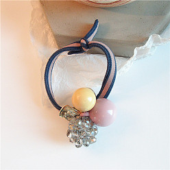 Big Ball Deep pink Crystal Ball Hair Tie with Rhinestones, Metal and Minimalist Design for Women
