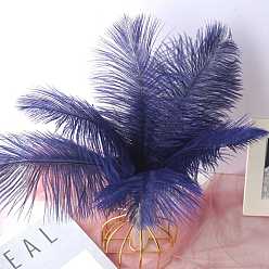 Midnight Blue Ostrich Feather Ornament Accessories, for DIY Costume, Hair Accessories, Backdrop Craft, Midnight Blue, 200~250mm