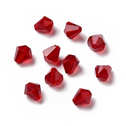 Crimson Glass Imitation Austrian Crystal Beads, Faceted, Diamond, Crimson, 10x9mm, Hole: 1mm