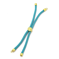 Light Sea Green Nylon Cords Bracelet Makings Fit for Connector Charms, with Golden Brass Tree Slider Beads, Long-Lasting Plated, Light Sea Green, 8-5/8 inch(22cm), Hole: 1.9mm