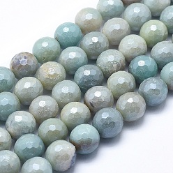 Amazonite Natural Amazonite Beads Strands, Round, Faceted, 6mm, Hole: 1mm, about 64~65pcs/strand, 15.1~15.5 inch(38.5~39.5cm)