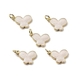 Белый Латунь эмаль прелести, очарование бабочки, с целью перехода в кольце, стойки покрытие, долговечный, без свинца и без кадмия, реальный 18 k позолоченный, белые, 8.5x12.5x1.5 мм, отверстие : 2 мм