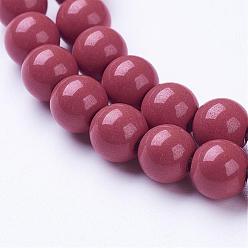 Индийский Красный Натуральные хокутолитовые бусинки, круглые, окрашенные, Индийская красная, 8 мм, отверстие : 1 мм, около 50 шт / нитка, 15.7 дюйм