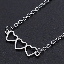 Stainless Steel Color 201 Stainless Steel Pendant Necklaces, with Cable Chains and Lobster Claw Clasps, Stainless Steel Color, 17.12 inch(43.5cm), 2mm