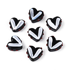 Черный Непрозрачные нити бусин лэмпворк ручной работы, сердце, чёрные, 14.5~15.5x17~18x6.5~7.5 мм, отверстие : 1.5 мм, около 35 шт / нитка, 19.49 дюйм (49.5 см)