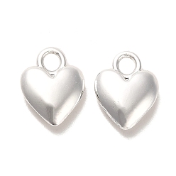 Silver Long-Lasting Plated Alloy Charms, Heart, Silver, 14.5x11x3.5mm, Hole: 2.7mm