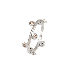 Свет Колорадо Топаз 304 открытые манжеты из нержавеющей стали Rhinetson для женщин, цвет нержавеющей стали, круглые, свет Колорадо Топаз, 1.5~7.5 мм, внутренний диаметр: регулируемый