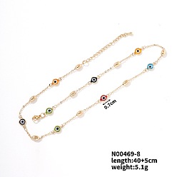 Разноцветный Ожерелья на ключице с замком от сглаза из латуни, золотые, красочный, 15.75 дюйм (40 см)