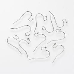 Stainless Steel Color 304 Stainless Steel Earring Hooks, Ear Wire, Stainless Steel Color, 20~22x11.5x0.5mm, ball: 1.5mm, 22 Gauge, Pin: 0.6mm