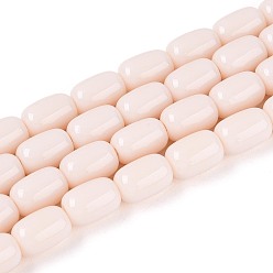 Античный Белый Непрозрачное стекло бисер нитей, баррель, старинный белый, 9x6 мм, отверстие : 0.7~1 мм, около 42~44 шт / нитка, 14.57~15.75'' (37~40 см)