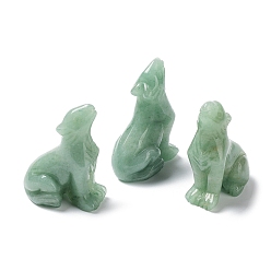 Зеленый Авантюрин Резные фигурки целебного волка из натурального зеленого авантюрина, статуи камней рейки для балансировки энергии медитативной терапии, 24~25.5x14.5~15x34~35 мм