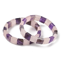 Розовый Кварц Браслеты из натуральных бусин аметиста и розового кварца для женщин и мужчин, внутренний диаметр: 2-1/4~2-3/8 дюйм (5.55~5.95 см)