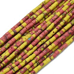 Светло-Вишневый Окрашенные синтетические бирюзовые бусы нити, колонка, светло-вишневый, 2~2.5x2 мм, отверстие : 0.5 мм, около 42~45 шт / нитка, 13.19''~13.39'' (33.5~34 см)