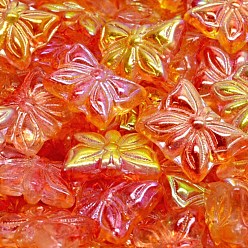 Оранжево-Красный Непрозрачные бусины из прозрачного стекла, бабочка, оранжево-красный, 15x12 мм