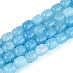 Темно-Голубой Выпечки нарисованные потрескивание стеклянные бусины пряди, баррель, глубокое синее небо, 9.5~10x8~8.5 мм, отверстие : 0.8~1.4 мм, около 79~83 шт / нитка, 29.92~31.5'' (76~80 см)