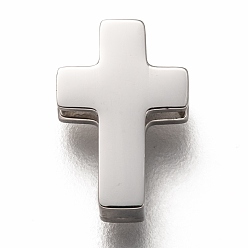Stainless Steel Color 304 Stainless Steel Slide Charms, Cross, Stainless Steel Color, 12x8x3.5mm, Hole: 8x1.5mm