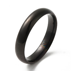 Black Ion Plating(IP) 304 Stainless Steel Flat Plain Band Rings, Black, Size 9, Inner Diameter: 19mm, 4mm