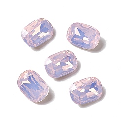 Rose Water Opal Opal Style K9 Glass Rhinestone Cabochons, Pointed Back & Back Plated, Octagon Rectangle, Rose Water Opal, 14x10x5mm
