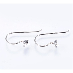 Stainless Steel Color 304 Stainless Steel Earring Hooks, Stainless Steel Color, 14mm, 21 Gauge, Pin: 0.7mm