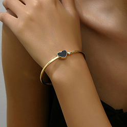  Элегантные и универсальные браслеты-сердечки из сплава с черной эмалью для женщин, реальный 18 k позолоченный