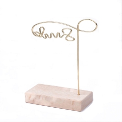 Цвет Древесины Металлические стенды для сережек со словами, подставка для ювелирных изделий с деревянной основой, для сережек, браслеты ожерелья, фото реквизит, золотые, деревесиные, 6.5x3x10 см