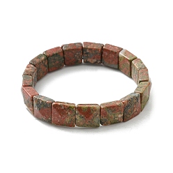 Унакит Квадратные натуральные бусины унакита эластичные браслеты для женщин и мужчин, внутренний диаметр: 2-1/4~2-3/8 дюйм (5.55~5.95 см)