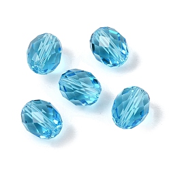 Cielo Azul K 9 cuentas de vidrio, imitación de vidrio cuentas de cristal austriaco, oval, facetados, el cielo azul, 8x6 mm, agujero: 1.2~1.4 mm