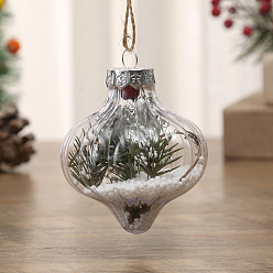 Clear Plastic Fillable Ball Pendant Decorations, Christmas Tree Hanging Decorations, Lantern Shape, Clear, 90x80mm