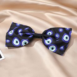 3# black blue round eyes Fashion Retro Printed Silk Scarf Hair Clip Large Bow Knot Devil's Eye Hair Accessories Headdress
