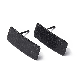 Electrophoresis Black 304 находка серег из нержавеющей стали, с вертикальными петлями, личи текстурированный прямоугольник, ионное покрытие (ip), электрофорез черный, 20x8 мм, отверстие : 2.5 мм, штифты : 0.8 мм