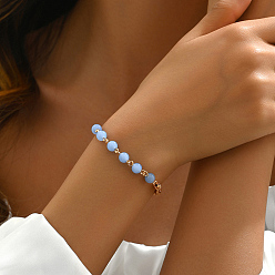 Васильковый Винтажные браслеты из латуни и пластика в этническом стиле для повседневной носки у женщин, золотые, васильковый, 7-1/8 дюйм (18 см)