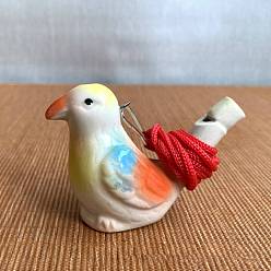 Bird Porcelain Whistles, with Polyester Cord, Whistles Toys for Kids Birthday Gift, Bird Pattern, 72x38x55mm