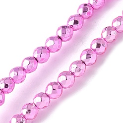 Немагнитные Гематит Запекание ниток окрашенных синтетических немагнитных гематитовых бусин, граненые, круглые, фиолетовые, 3 мм, отверстие : 0.8 мм, около 142 шт / нитка, 15.59'' (39.6 см)