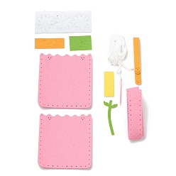 Pink Non Woven Fabric Embroidery Needle Felt Sewing Craft of Pretty Bag Kids, Felt Craft Sewing Handmade Gift for Child Meet Best, Floret, Pink, 14x13x3.5cm