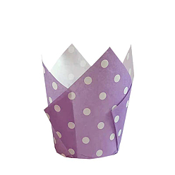 Medium Purple Tulip Cupcake Baking Cups, Greaseproof Muffin Liners Holders Baking Wrappers, Polka Dot Pattern, Medium Purple, 50x80mm