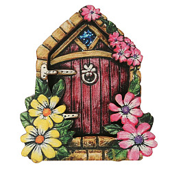 Colorful Wood Elf Fairy Door Figurines Ornaments, for Garden Courtyard Tree Decoration, Colorful, 100x10mm