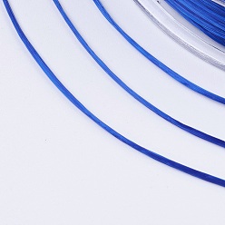 Bleu Chaîne de cristal élastique plat, fil de perles élastique, pour la fabrication de bracelets élastiques, bleu, 1x0.5mm, environ 87.48 yards (80m)/rouleau