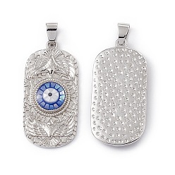 Royal Blue Natural Shell Pendants, Oval Charms with Evil Eye, Dyed, with Rack Plating Platinum Tone Brass Findings, Long-Lasting Plated, Royal Blue, 36x17x4mm, Hole: 6x4mm