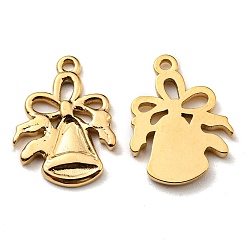 Golden Ion Plating(IP) 304 Stainless Steel Charms, Manual Polishing, Christmas Bell, Golden, 15x11.5x1.5mm, Hole: 1.2mm