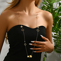 Золотой 201 Длинные цепочные ожерелья из нержавеющей стали в форме кленового листа для женщин, Универсальный и элегантный, золотые, 28.15 дюйм (71.5 см)