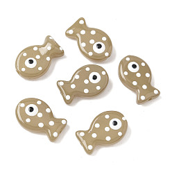 Светло-коричневый Бусины из стеклянной эмали, окрашенные методом запекания, рыба, загар, 19.5x12.5x6~6.5 мм, отверстие : 1.2~1.4 мм