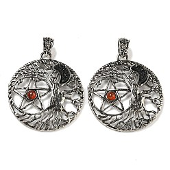 (405) Непрозрачный AB вишня Подвески из натурального красного агата (окрашенного и нагретого) и гальванического друзового агата, Антикварная серебряная стойка из сплава с покрытием из дерева и подвесками в виде звезд, без свинца и без кадмия, с черным покрытием, 43x39x6 мм, отверстие : 4x6 мм