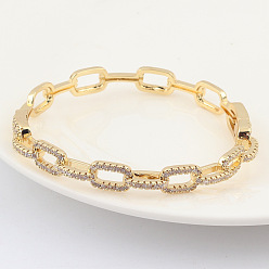 golden Geometric Hollow Out Copper Micro Inlaid Zircon Bracelet for Women