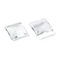 Clear Transparent Glass Square Cabochons, Clear, 25x25x7~8mm