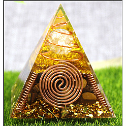 Кокосово-Коричневый Генераторы энергии смолы оргонитовой пирамиды, чипсы из драгоценных камней рейки внутри для украшения стола домашнего офиса, кокосового коричневый, 60 мм