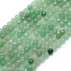 Green Aventurine Natural Green Aventurine Beads Strands, Faceted, Round, 4mm, Hole: 1mm, about 95pcs/strand, 15.35 inch(39cm)