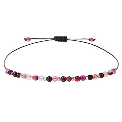 Аметист Браслеты из бисера ручной работы из натурального аметиста для женщин и мужчин, со стеклянными бисеринами, граненые, внутренний диаметр: 5/8 дюйм (1.5 см) ~ 1-1/8 дюйм (3 см)