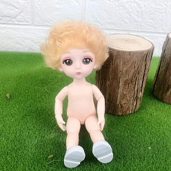 Bisque Plastic Girl Action Figure Body, with Short Mushroom Hairstyle, for BJD Doll Accessories Marking, Bisque, 160mm