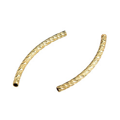 Real 14K Gold Plated Brass Curved Tube Beads, Nickel Free, Real 14K Gold Plated, 29x6x1.5mm, Hole: 0.8mm